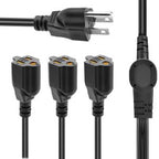 3.3FT 3 Prong 1 to 3 Extension Cord Splitter, Indoor Outdoor Power Cable - Image 4