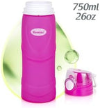 Kemier Collapsible Silicone Water Bottles-750ML, Medical Grade, BPA Free Travel - Image 8