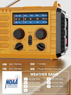 Raynic Weather Radio, 5000mAh/18500mWh NOAA Weather Radio, Solar Hand Crank - Image 8