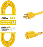 Indoor Outdoor Extension Cord Weatherproof, UL Certified, 14 Gauge 6FT Yellow 3 by HONDERSON
