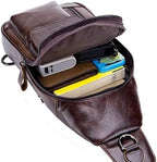Hebetag Leather Sling Bag Hiking Daypack - Image 2