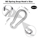 200 PCS 2'' Spring Snap Hook Carabiner, M5 3/16 Inch Galvanized Silver Steel - Image 2