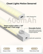 Under Cabinet Lights 8 Inch 3-Pack, Rechargeable Battery Operated Motion Sensor - Image 4
