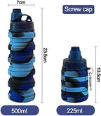 Collapsible Water Bottles 2 pack Travel Water Bottle 500ML（ Blue Camouflage + - Image 2