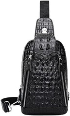 Hebetag Crocodile Genuine Leather Sling Bag Backpack by Hebetag