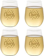 Wine-Oh Set of 4 Shatterproof Designer 16 oz Plastic Wine Glasses MADE in the by Unknown
