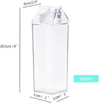 Jinberry 500ml/17Oz Cute Clear Milk Carton Water Bottle Portable Drinkware - Image 2
