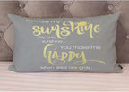 EKOBLA Motivational Phrase Pillow Cover You are My Sunshine Yellow On Gray - Image 4
