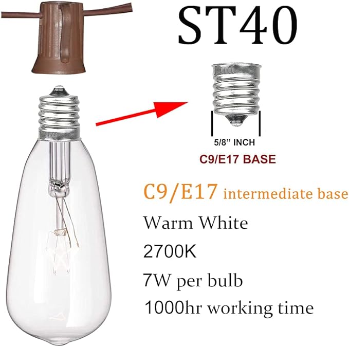 20Ft Outdoor Patio String Lights - Image 2