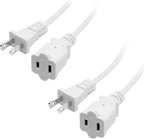 Short Extension Cord 3 Ft，2Pack Flat Plug Extension Cord 2 Prong, US by Yeatel