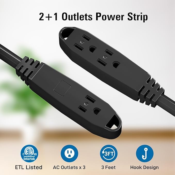 K KASONIC - 25-Feet 3 Outlet Extension Cord, UL Listed, 16/3 SJTW 3-Wire - Image 3