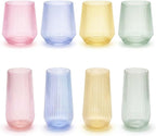 Oojami 48 Pack Ribbed Origami Ripple Plastic Glasses, 24 Stemless 9oz Champagne - Image 2