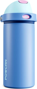 POWCAN 18 oz Metal Sports Water Bottle: 2-in-1 Push-Button Spout & Quick-Flip by POWCAN