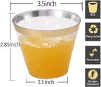 I00000 200 Pack Gold Plastic Cups, 9 Oz Elegant Clear Plastic Cups Gold Rimmed - Image 2