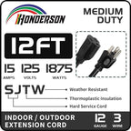 Indoor Outdoor Extension Cord Weatherproof, UL Certified, 12 Gauge 12FT Black 3 - Image 2