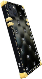 Compatible with iPhone 13 Case, Shiny Black Sofa Crystal Luxury Golden - Image 4