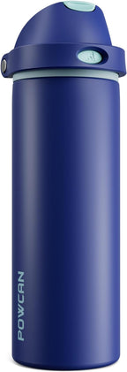 POWCAN 24 oz Insulated Stainless Steel Water Bottle: 2-in-1 Push-Button Spout & by POWCAN
