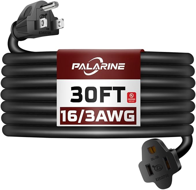 30ft Black Outdoor Extension Cord Waterproof, UL Listed, 16/3 SJTW Heavy Duty 3 by PALARINE