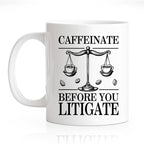 RZHV Caffeinate Before You Litigate 11 Oz Novelty Mug, Funny Coffee Bean by RZHV