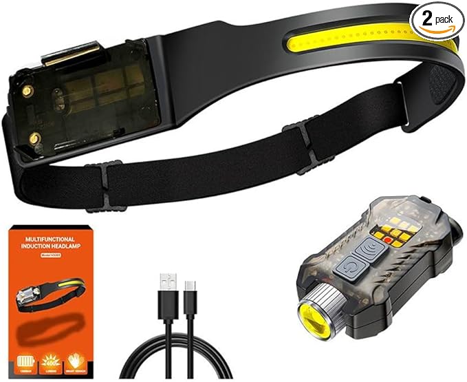 Headlamp 3 Packs, 230° Wide Beam Super Bright Head Lights, Detachable Mini by Unknown