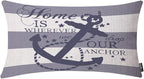 EKOBLA Nautical Pillow Covers Home is Wherever We Drop Our Anchor Waist Lumbar by EKOBLA