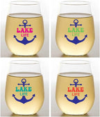 Set of 4 Shatterproof Designer 16 oz Plastic Wine Glasses MADE in the USA by Unknown