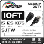 Indoor Outdoor Extension Cord Weatherproof, UL Certified, 12 Gauge 10FT Black 3 - Image 2