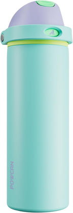 POWCAN 24 oz Insulated Water Bottle: 2-in-1 Push-Button Spout & Quick-Flip Straw by POWCAN