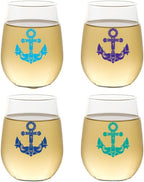 Set of 4 Shatterproof Designer 16 oz Plastic Wine Glasses MADE in the USA by Unknown