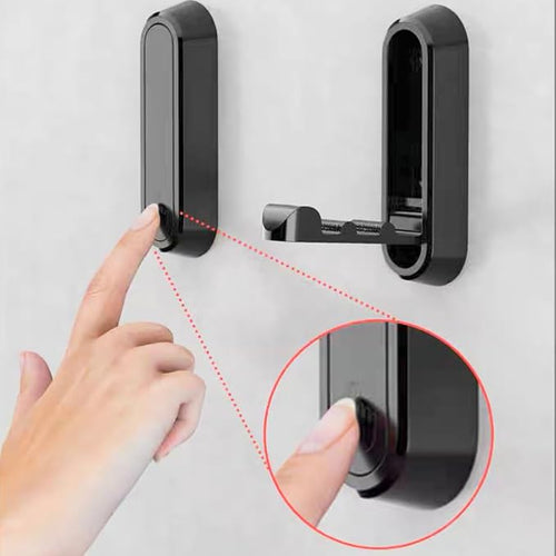 2 Pack Folding Wall Hooks, Foldable Black Coat Hooks - Image 2