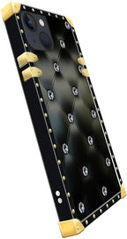 Compatible with iPhone 14 Case, Shiny Black Sofa Crystal Luxury Golden - Image 4