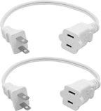 Short Extension Cord 1 FT, 2 Prong White, Mini Extension Cord US Male/Female by Yeatel