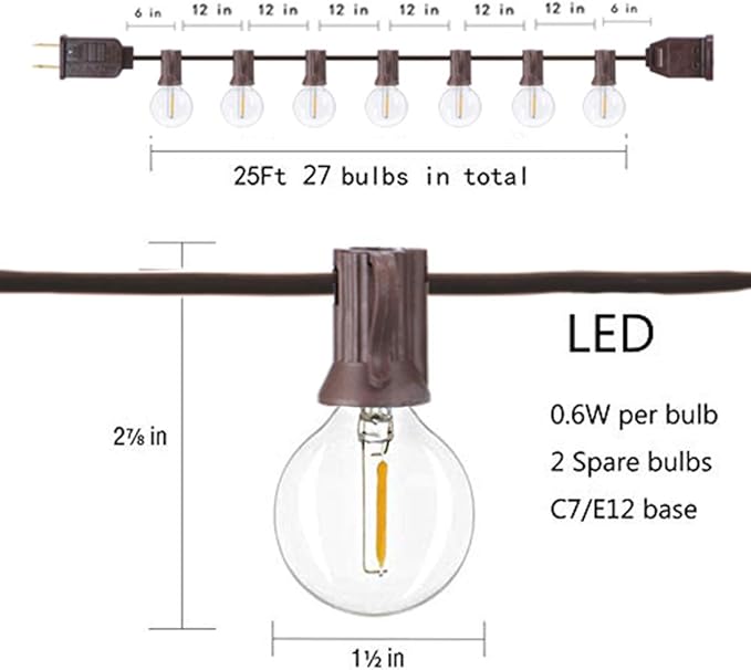 GOOTHY 25Ft Outdoor LED String Lights - Image 2