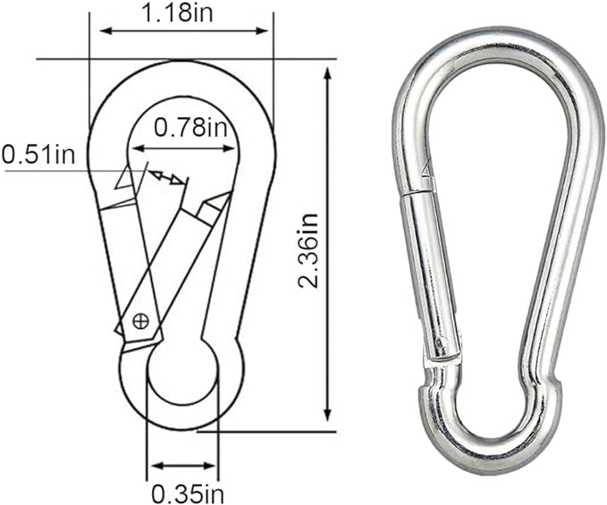Carabiner Clip, Spring Snap Hook, Locking Carabiners Clips - Image 2