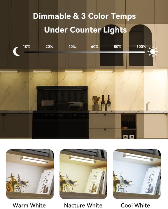 Under Cabinet Lighting 12 Inch 3-Pack, Rechargeable Motion Sensor Light Indoor - Image 5