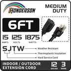 Indoor Outdoor Extension Cord Weatherproof, UL Certified, 12 Gauge 6FT Black 3 - Image 2