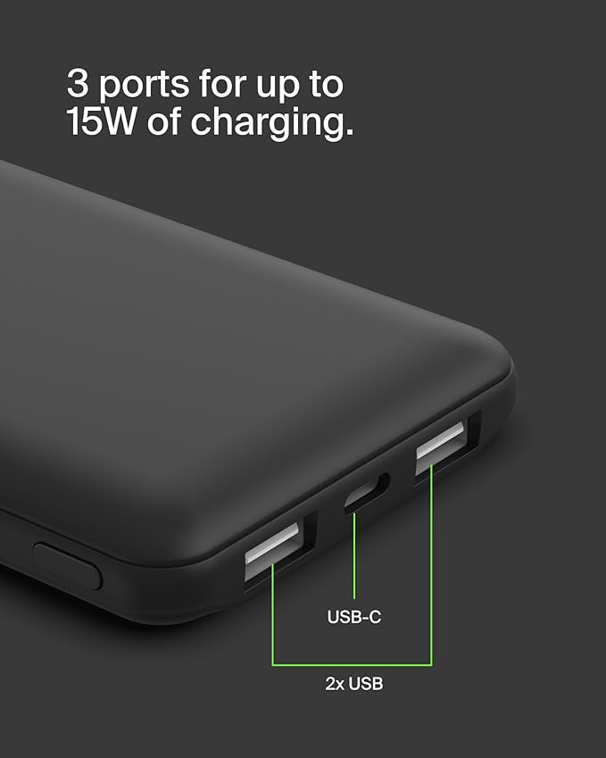 Belkin Portable Charger - 15W 3 Port Power Bank Battery Pack - Fast Charging - Image 9