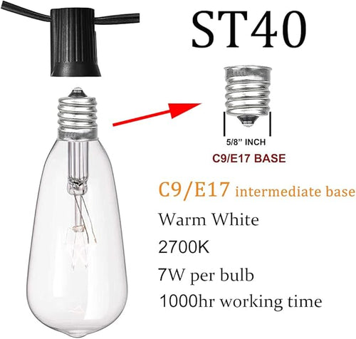 10Ft Outdoor String Lights Waterproof, Hanging Patio Lights - Image 2