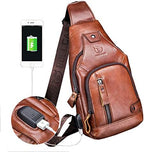Hebetag Leather Sling Bag Hiking Daypack - Image 7