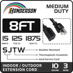 Indoor Outdoor Extension Cord Weatherproof, UL Certified, 10 Gauge 8FT Black 3 - Image 2