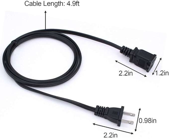 2-Pack Extension Cord 2 Prong, 5FT Short and Small Etension Cords Male/Female - Image 7