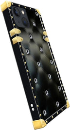 Compatible with iPhone 15 Case, Shiny Black Sofa Crystal Luxury Golden - Image 4