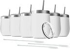 6 Pack 12 oz Stainless Steel Stemless Wine Tumbler by Deitybless