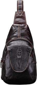 Leather Sling Bag Crossbody Backpack by Hebetag