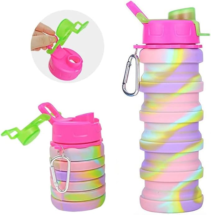 Collapsible Silicone Water Bottles 2 Pack - 500ml Portable Expandable Sport - Image 4