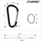 STURME 2" Aluminum D Ring Carabiners Clip D Shape Spring Loaded Gate Small - Image 2