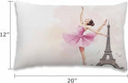 EKOBLA Eiffel Tower Rectangle Pillow Covers Paris Beautiful Ballerina Girl - Image 2