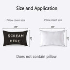 TKS MITLAN Scream Here Pillow Cover 12x20 inch Black White Phrase Pillows - Image 2