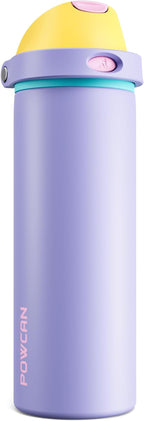 POWCAN 24 oz Insulated Water Bottle: 2-in-1 Push-Button Spout & Quick-Flip Straw by POWCAN