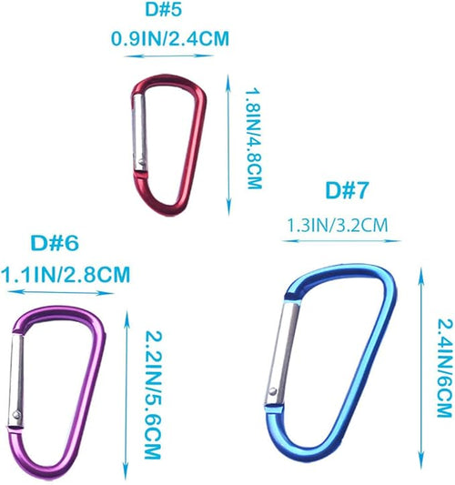 12Pcs Aluminum Carabiner D Ring, Includes Small 1.8" Carbineers, Medium 2.2" D - Image 2
